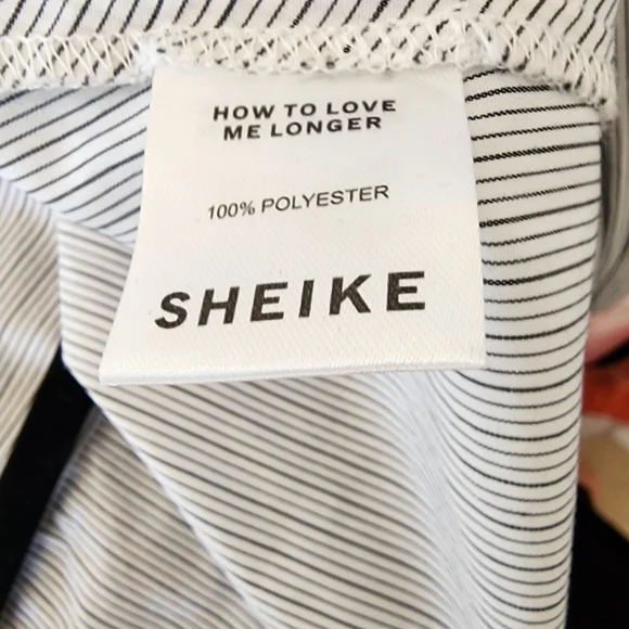 Sheike top pin striped long sleeve notch collar wrap shirt - size 10 - Picture 9 of 10